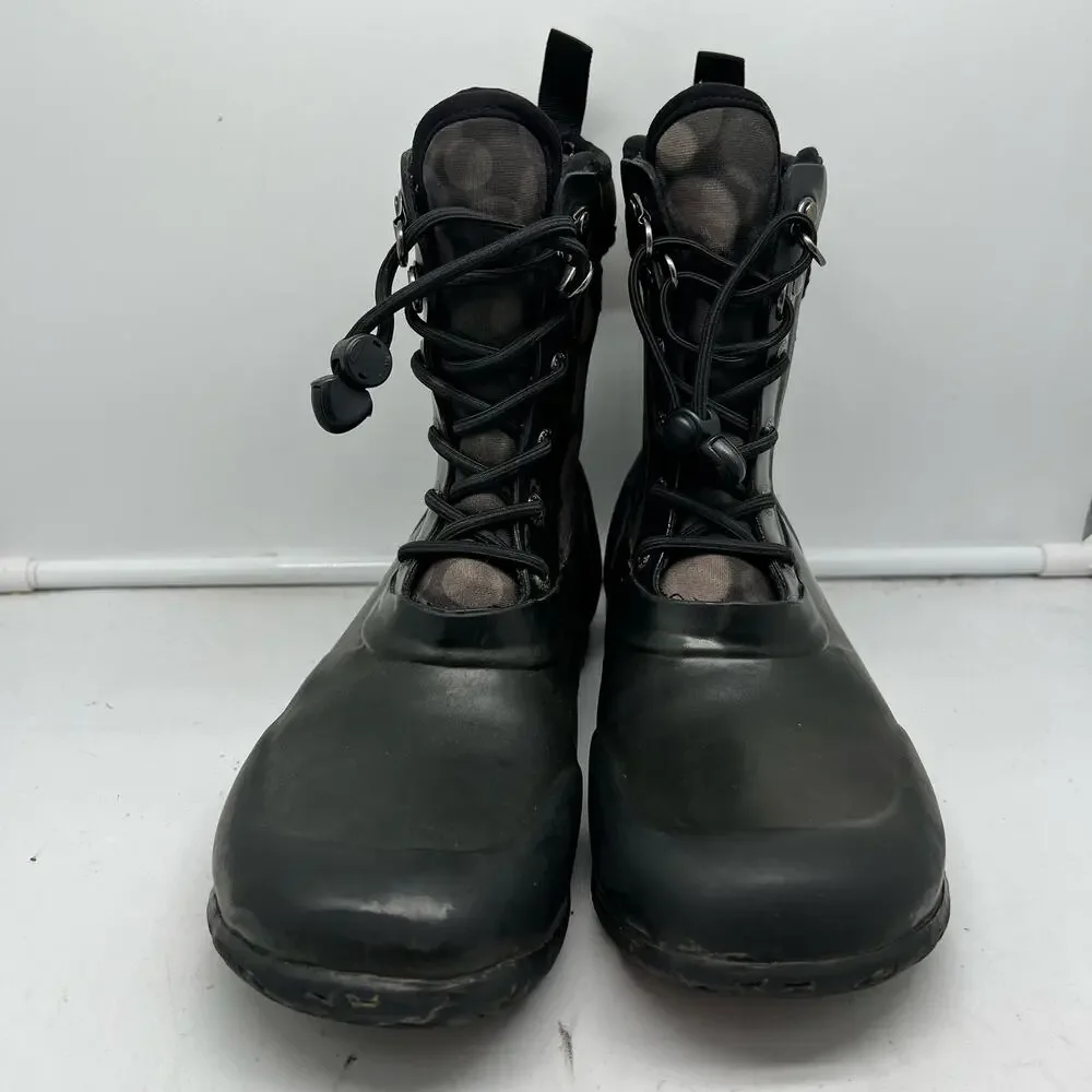 Bogs Boots Youth 4 Sidney Gray Black Lace Up Waterproof Neoprene Rain Snow